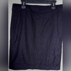 Talbots Women's Lined Pencil Skirt Size 14 Navy Floral Lace Slit Back Rear Zip .